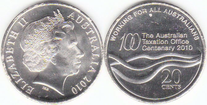 2010 Australia 20 Cents (100 Years Taxation) A002112